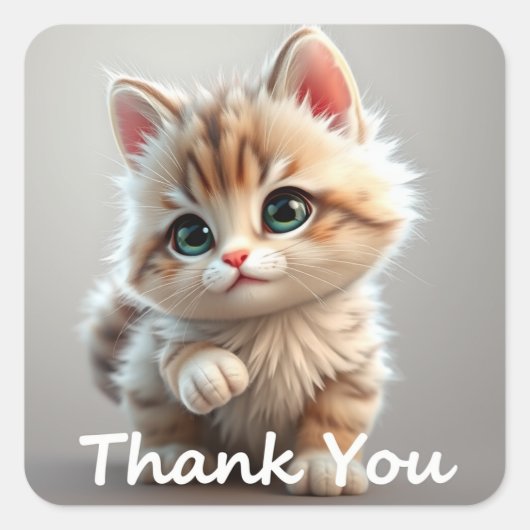 Thank you Cat Stickers スクエアシール (正面)
