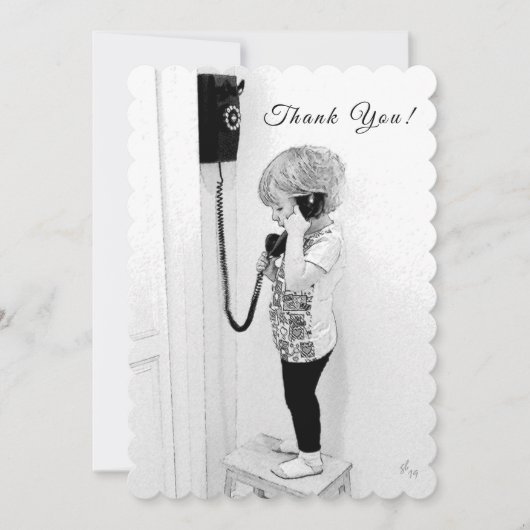 Thank You, Child, Old Phone, B&W Art シーズンカード (正面)