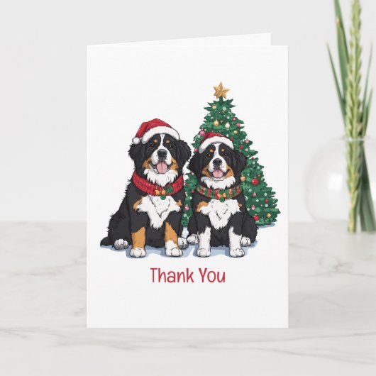 Thank You Christmas Bernese Mountain Dogs サンキューカード (正面)