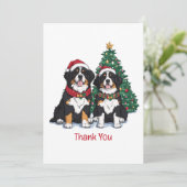 Thank You Christmas Bernese Mountain Dogs サンキューカード (スタンド正面)