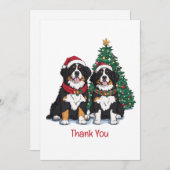 Thank You Christmas Bernese Mountain Dogs サンキューカード (正面/裏面)