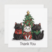 Thank You Christmas Cats Holiday Tree サンキューカード (正面/裏面)