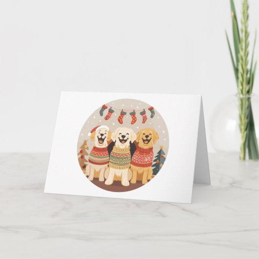 Thank You Christmas Labrador Retriever Dogs サンキューカード (正面)