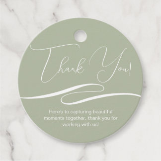 Thank You Client Gift パーソナライズされた Logo Sage Green フェイバータグ