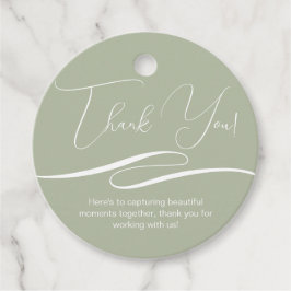 Thank You Client Gift パーソナライズされた Logo Sage Green フェイバータグ