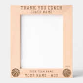 Thank you Coach Basketball Team Name Sports レーザー彫刻フレーム (正面)