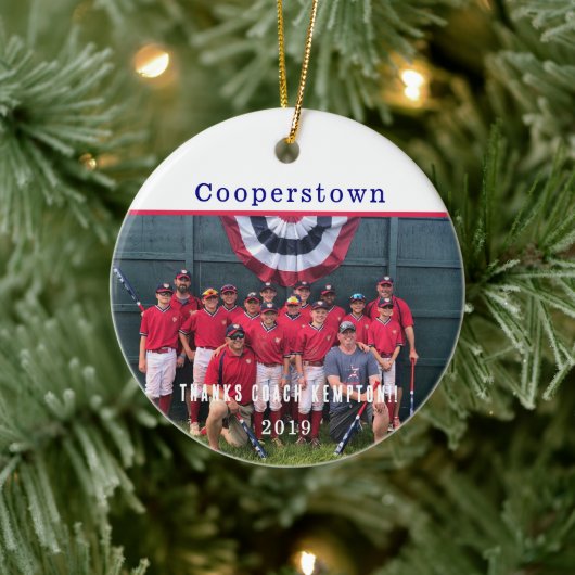Thank You Coach – Cooperstown Keepsake Team Photo  セラミックオーナメント (ツリー)