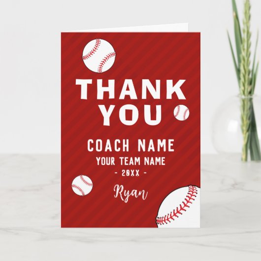 Thank you Coach Red Baseball  Card サンキューカード (正面)