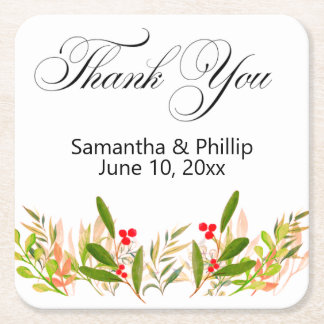 Thank you coaster wedding favors スクエアペーパーコースター