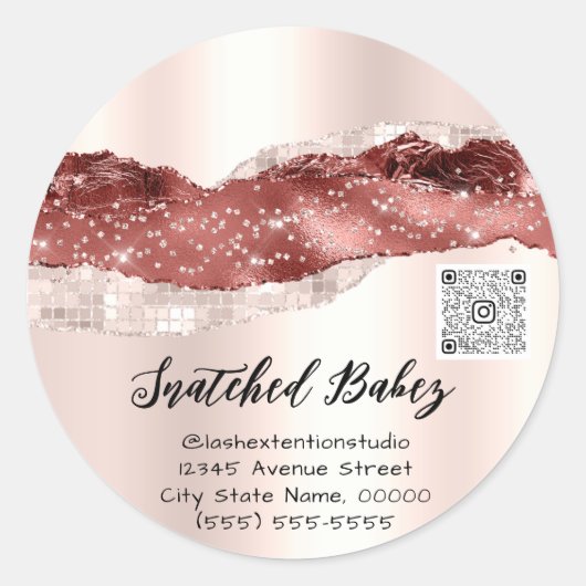 Thank You Cosics Logo QRコードバラBurgundy ラウンドシール (正面)