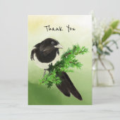 Thank You Curious Magpie Garden Bird Wildlife Art カード (スタンド正面)