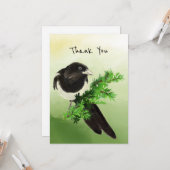Thank You Curious Magpie Garden Bird Wildlife Art カード (正面/裏面インサイチュ)
