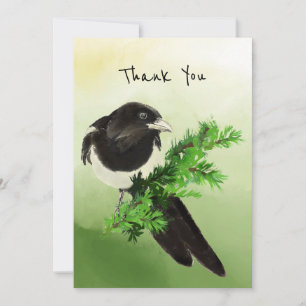 Thank You Curious Magpie Garden Bird Wildlife Art カード