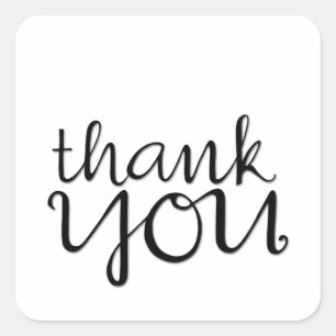 Thank You Cursiveブラックスクエアステッカー スクエアシール
