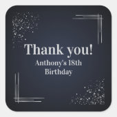 Thank you Custom 18th Birthday Party Favor Sticker スクエアシール (正面)