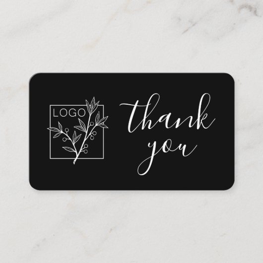 Thank You Custom Logo Modern Script Black 名刺 (正面)