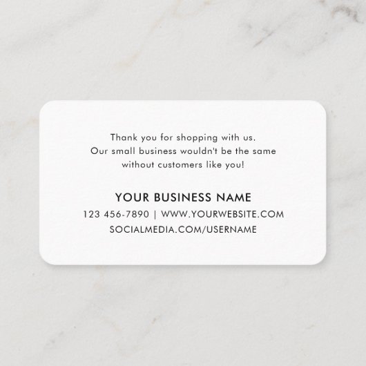 Thank You Custom Logo Modern Script Black 名刺 (裏面)