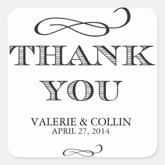 Thank You Custom Weddingスタンプ スクエアシール (正面)
