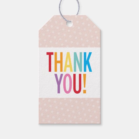 THANK YOU CUTE DOT pattern rainbow color pink ギフトタグ (正面)