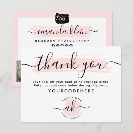 Thank You Cute Minimalist Photography Logo 4-Photo ポストカード (正面/裏面)