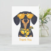 Thank You Dachshund Dog Sunglasses Lemons サンキューカード (スタンド正面)