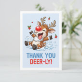 Thank You Deer-ly! Cute Reindeer Christmas サンキューカード (スタンド正面)