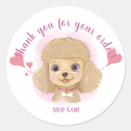 Thank You Dog Sticker – Pastel Pink Shipping Label ラウンドシール
