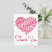 Thank You Doodleハートレッド/ピンク葉書 ポストカード (スタンド正面)