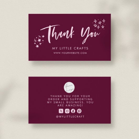 Thank You Doodle Stars Cranberry Small Business  名刺