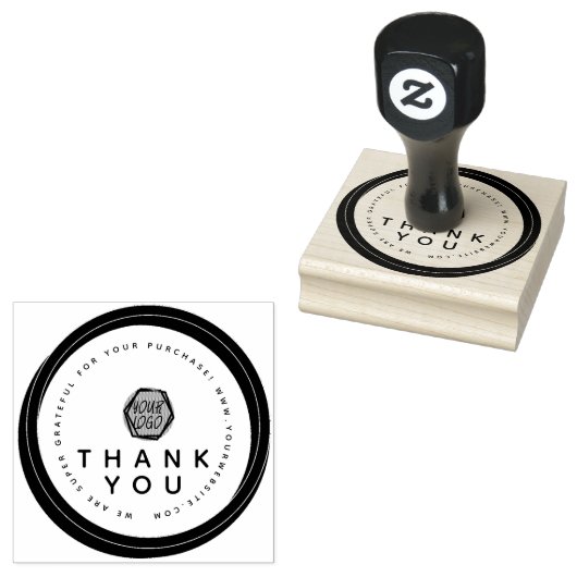 Thank You Double Circular Boutique Business Logo ラバースタンプ (押印)