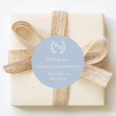 Thank you dusty blue monogrammed wedding ラウンドシール