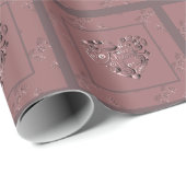 "Thank You" Dusty Rose Heart Wrapping Paper ラッピングペーパー (ロールコーナー)