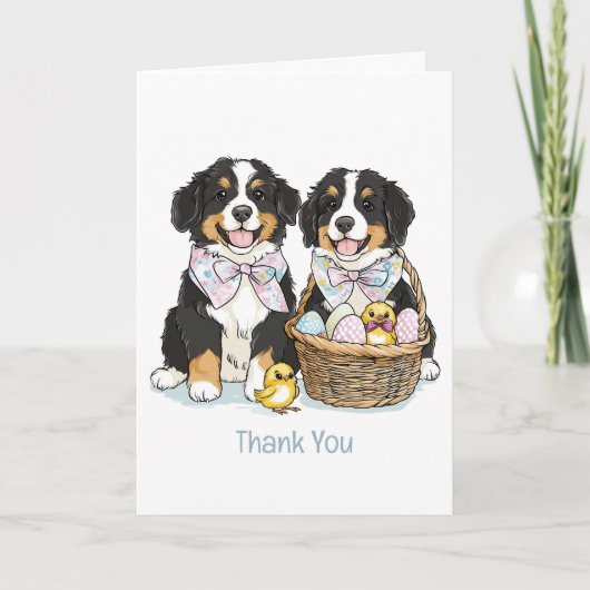 Thank You Easter Bernese Mountain Dogs サンキューカード (正面)