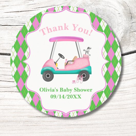Thank You Elegant Golf Cart Ready For Baby Shower ラウンドシール