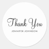 Thank You Elegant Script Text Custom Name ラウンドシール (正面)