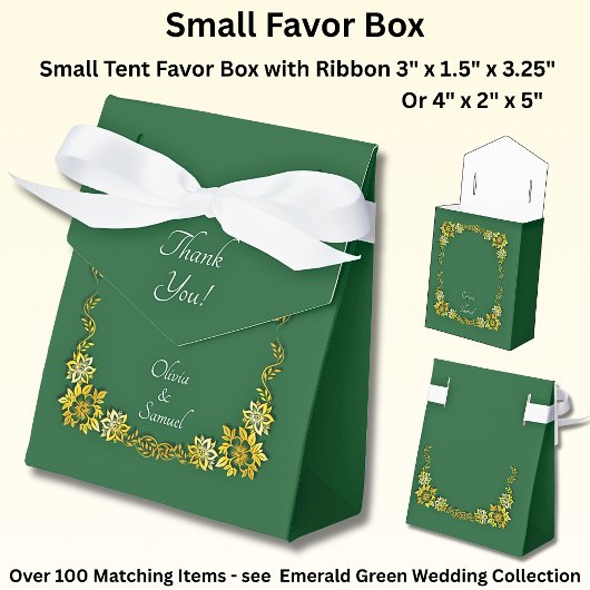 Thank You, Emerald Green & Gold Wedding  フェイバーボックス