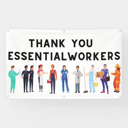 Thank You Essential Workers屋外バナー 横断幕 (横)