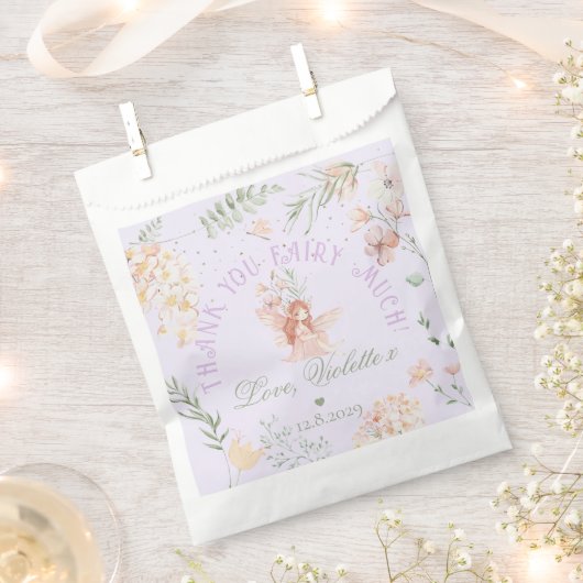 Thank you Fairy Much Fairy 1st Birthday Purple フェイバーバッグ (クリップ留めされた状態)