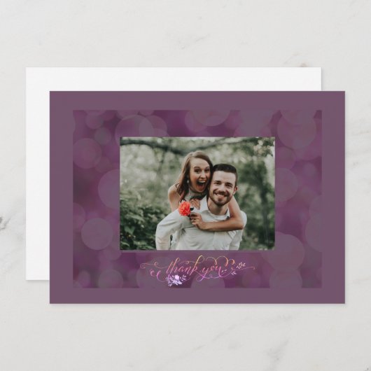 Thank You Fancy Script Photo Bubble Frame Card サンキューカード (正面/裏面)