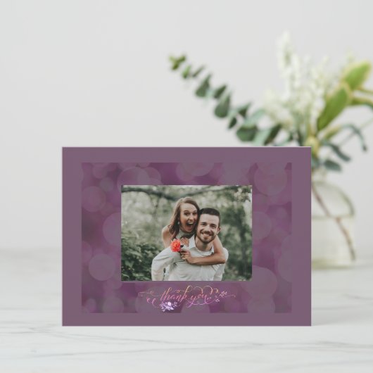 Thank You Fancy Script Photo Bubble Frame Card サンキューカード (スタンド正面)