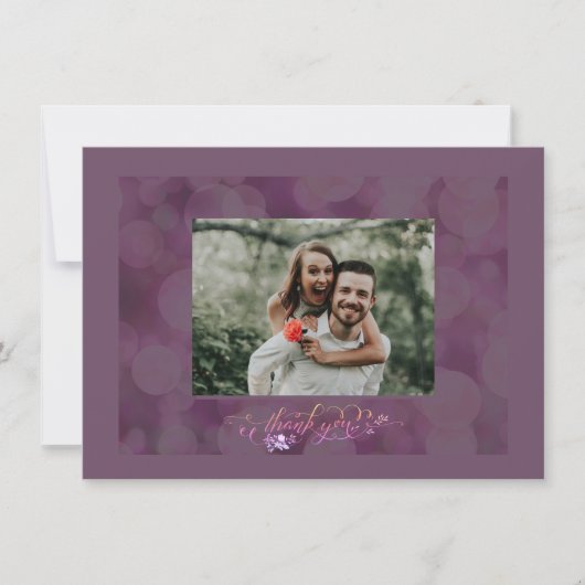 Thank You Fancy Script Photo Bubble Frame Card サンキューカード (正面)