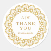 Thank you faux glitter Doily Round Sticker ラウンドシール (正面)