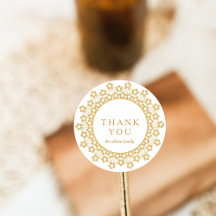 Thank you faux glitter Doily Round Sticker