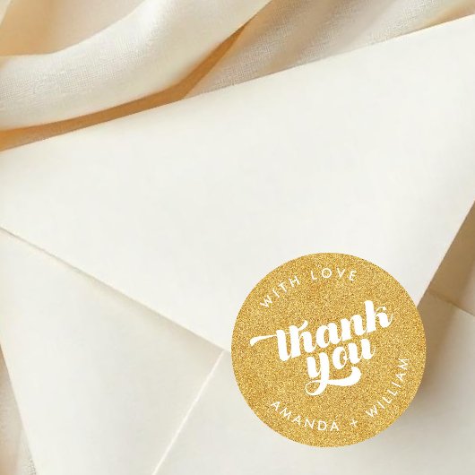 Thank You faux glitter Round Sticker ラウンドシール