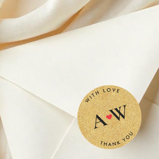 Thank You faux glitter Round Sticker ラウンドシール