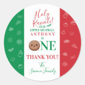 Thank You First Birthday Party Meatball ラウンドシール (正面)