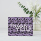 Thank You Floral Pattern Postcard Purple ポストカード (スタンド正面)