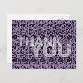 Thank You Floral Pattern Postcard Purple ポストカード