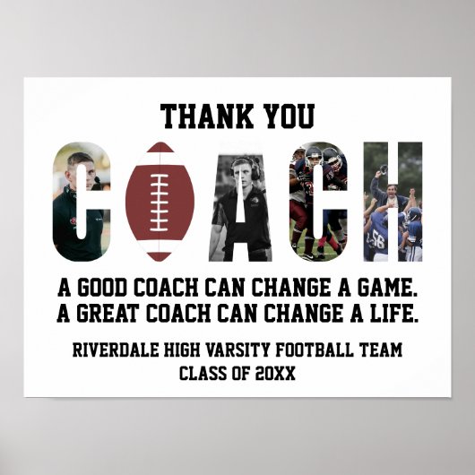 Thank You Football Coach Sports From The Team Cool ポスター (正面)