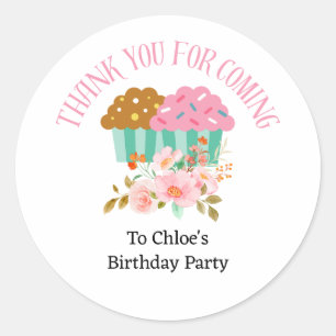Thank You For 来'Cupcakeフローラ誕生日 ラウンドシール